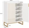Shoe Cabinet - White and Gold