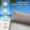 Outdoor Chaise Lounge Set of 2 Patio Recliner Chairs with Adjustable Backrest and Removable Pillow for Indoor&Outdoor Beach Pool Sunbathing Lawn (Khak
