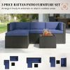 3-piece terrace furniture set, outdoor furniture set, garden set, navy blue