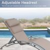 Outdoor Chaise Lounge Set of 2 Patio Recliner Chairs with Adjustable Backrest and Removable Pillow for Indoor&Outdoor Beach Pool Sunbathing Lawn (Khak