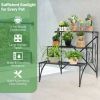 3-Tier Metal Plant Stand with Widened Grid Shelf for Porch Garden