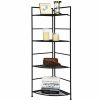 4 Tier Folding Metal Shelf Plant Stand Storage Open Shelf Corner Display Rack
