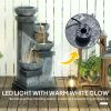 Outsunny 33.5" Water Fountain, 4-Tier Resin Cascading Bowls Outdoor Waterfall Fountain with LED Lights, Pump