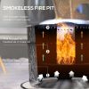 Outsunny Smokeless Fire Pit Portable Magnesium Oxide Bonfire Stove with Mat Black For Patio and Picnic