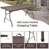 6 Feet Folding Portable Rattan Table with Carrying Handle