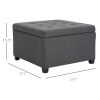 HOMCOM Tufted Storage Ottoman with Lift Top Fabric Metal Hinge Rubberwood Frame Living Room