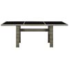 Patio Table Brown Poly Rattan and Tempered Glass