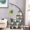 5 tier semicircular iron plant stand plant holder iron flower stand for home garden balcony patio display rack black
