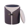 Two-Toned Ottoman with Storage or Vanity Stool, Brown