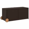 Garden Storage Box with Wheels Brown 74.8 Gal Poly Rattan