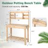 1PC Large Garden Potting Bench Table with Display Rack and Hidden Sink