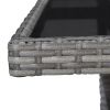 Patio Dining Table Gray Poly Rattan and Glass