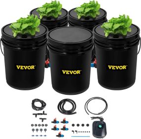 VEVOR Hydroponics Deep Water Culture DWC Hydroponic System 5 Gallon 5 Buckets