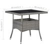 Patio Dining Table Gray Poly Rattan and Glass