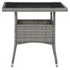 Patio Dining Table Gray Poly Rattan and Glass