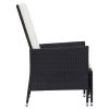 Reclining Patio Chair with Cushions Poly Rattan Black