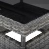 Patio Dining Table Gray Poly Rattan and Glass