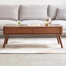 Elevating Center Table Low Table 100% Solid Oak Wood Top Plate Desk Coffee Table Study Desk With Storage Shelf