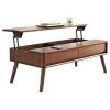 Elevating Center Table Low Table 100% Solid Oak Wood Top Plate Desk Coffee Table Study Desk With Storage Shelf