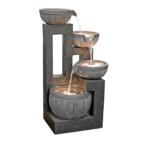 Stone Cascading Bowl Fountain (size: 32.5"H)