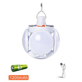 Solar Outdoor Lights Folding LED Soccer Light Bulb Portable Emergency Solar Lamp USB Charge Search Light For Camping Hiking Home (Emitting Color: Single battery)