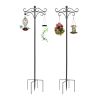 Outdoor Shepherds Hook Adjustable Height Metal Garden Hanger with 5-Prong Base & Double Hooks for Bird Feeders, Lanterns, Wedding Patio Decor  for Bir