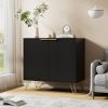 Sideboard Storage Cabinet with Adjustable Shelves, Buffet Cabinet, Elegant Fashionable Storage Cabinet with Golden Handle and Metal Legs