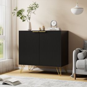 Sideboard Storage Cabinet with Adjustable Shelves, Buffet Cabinet, Elegant Fashionable Storage Cabinet with Golden Handle and Metal Legs (Color: White)