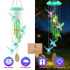Solar Butterfly Wind Chime with Aluminum Tubes 7 Color Changing Wind Chime for Outside IP44 Waterproof Outdoor Garden Yard Decor