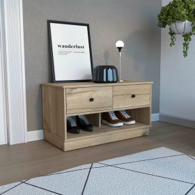 Uranus Storage Bench, Two Drawers, Two Open Shelves (Color: Light Oak)