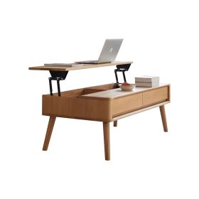 Elevating Center Table Low Table 100% Solid Oak Wood Top Plate Desk Coffee Table Width 120 x Depth 65 x Height 45 cm Study Desk Work From Home Easy To (Color: as Pic)