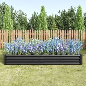 Raised Garden Bed Kit - Metal Raised Bed Garden 7.6x3.7x0.98ft for Flower Planters, Vegetables Herb Black (Color: as Pic)