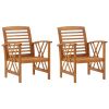 Patio Chairs 2 pcs Solid Acacia Wood