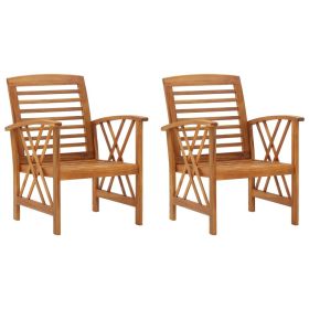 Patio Chairs 2 pcs Solid Acacia Wood (Color: Brown)