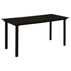 Patio Dining Table Black 59.1"x31.5"x29.1" Steel and Glass (Color: Black)