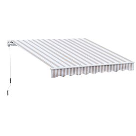 Outsunny 10' x 8' Retractable Awning, Patio Awnings, Sunshade Shelter w/ Manual Crank Handle, UV & Water-Resistant Fabric and Aluminum Frame for Deck (Color: as Pic)