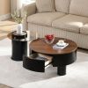 Round Nesting Coffee Table Set of 2, Coffee Table with Storage Drawer for Living Room