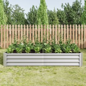 Raised Garden Bed Outdoor, 6Ã—3Ã—1ft , Metal Raised Rectangle Planter Beds for Plants, Vegetables, and Flowers - Silver (Color: as Pic)