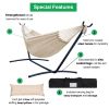 Double Hammock with Space Saving Steel Stand Includes Portable Carrying Case and Head Pillow, 450 Pounds Capacity