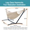 Double Hammock with Space Saving Steel Stand Includes Portable Carrying Case and Head Pillow, 450 Pounds Capacity