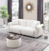 Round Ottoman Set with Storage, 2 in 1 combination, Round Coffee Table, Square Foot Rest Footstool for Living Room Bedroom Entryway Office