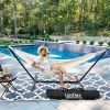 Double Hammock with Space Saving Steel Stand Includes Portable Carrying Case and Head Pillow, 450 Pounds Capacity