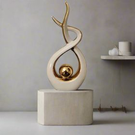 Ember Echoes â€“ Modern Ceramic Home Decor Sculpture Accent (Color: WHT-GOLD-TALL)