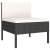 Patio Chairs 3 pcs with Cushions Poly Rattan Black