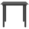 Patio Dining Table Black 31.5"x31.5"x29.1" Steel and Glass