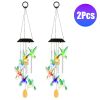1Pc/2Pcs Options -- Solar Hummingbird Wind Chime with Aluminum Tubes 7 Color Changing Wind Chime for Outside IPX4 Waterproof Outdoor Garden Yard Decor