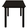 Patio Dining Table Black 59.1"x31.5"x29.1" Steel and Glass