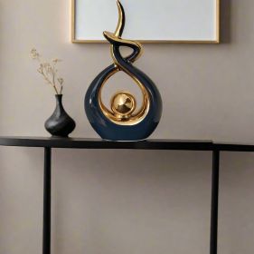 Ember Echoes â€“ Modern Ceramic Home Decor Sculpture Accent (Color: NBLUE-GOLD-WIDE)