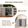 Potting Bench with Storage Cabinet and Metal Table Top for Outdoor Patio,Outdoor Work Station Table