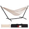 Double Hammock with Space Saving Steel Stand Includes Portable Carrying Case and Head Pillow, 450 Pounds Capacity